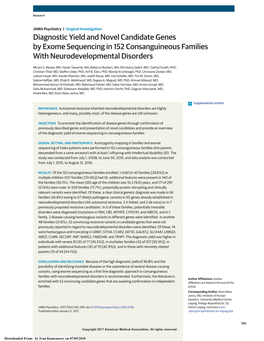 Diagnostic Yield and Novel Candidate Genes by Exome Sequencing in 152 Consanguineous Families with Neurodevelopmental Disorders