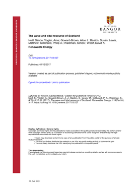 2017 the Wave and Tidal Resource of Scotland