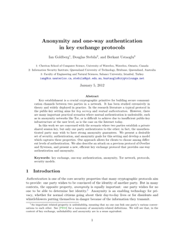 Anonymity and One-Way Authentication in Key Exchange Protocols