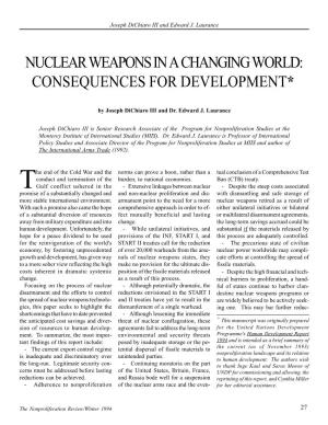 Nuclear Weapons in a Changing World: Consequences for Development*