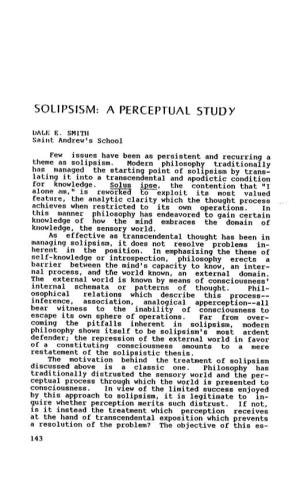 Solipsism: a Perceptual Study