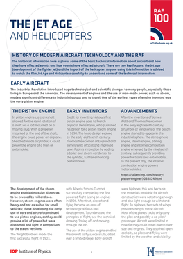 THE JET AGE and HELICOPTERS Raf100schools.Org.Uk