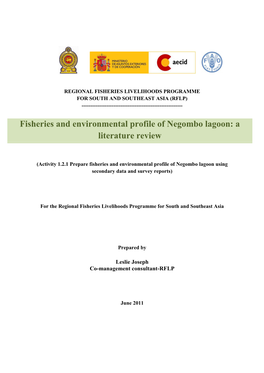 Fisheries and Environmental Profile of Negombo Estuary