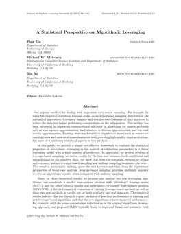 A Statistical Perspective on Algorithmic Leveraging