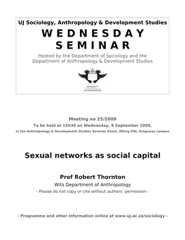 Sexual Networks As Social Capital
