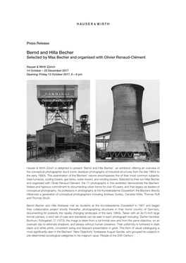 Bernd and Hilla Becher Selected by Max Becher and Organised with Olivier Renaud-Clément