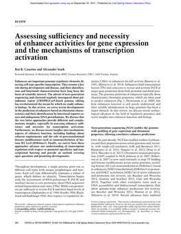 Assessing Sufficiency and Necessity of Enhancer Activities for Gene Expression and the Mechanisms of Transcription Activation