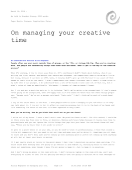 Alicia Bognanno on Managing Your Creative Time