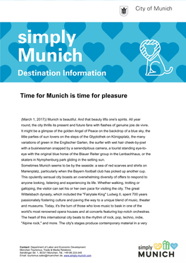 Time for Munich Is Time for Pleasure