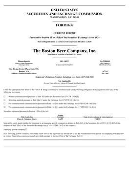 The Boston Beer Company, Inc. (Exact Name of Registrant As Specified in Its Charter)