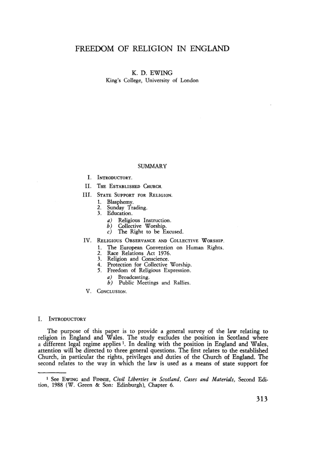 Freeoom of Religion in England