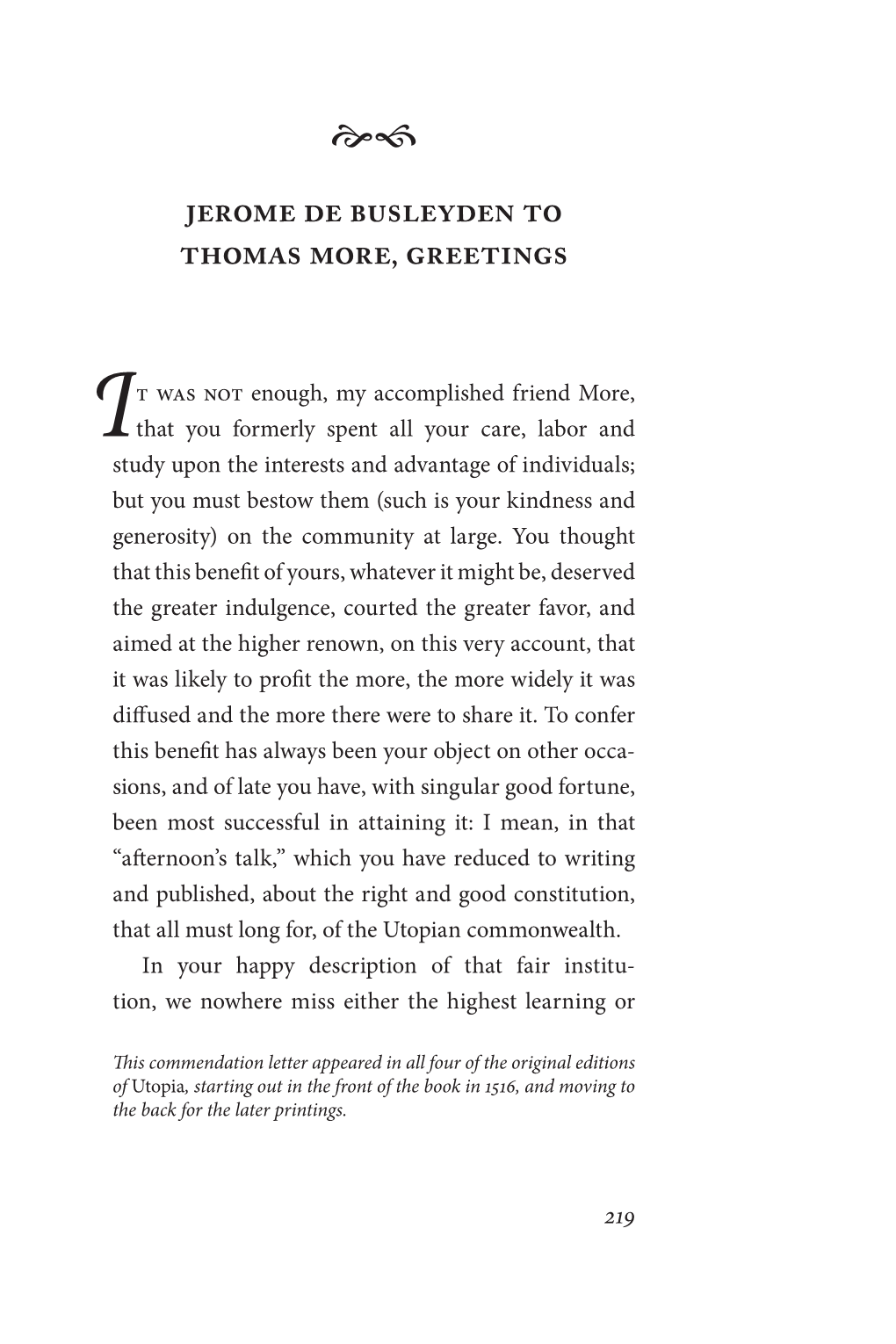 Jerome De Busleyden to Thomas More, Greetings