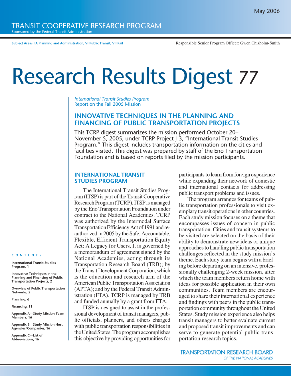 TCRP Research Results Digest 77