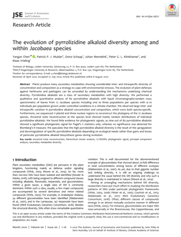 The Evolution of Pyrrolizidine Alkaloid Diversity Among and Within Jacobaea Species