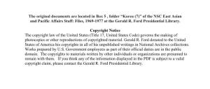 Korea (7)” of the NSC East Asian and Pacific Affairs Staff: Files, 1969-1977 at the Gerald R