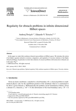 Regularity for Obstacle Problems in Infinite Dimensional Hilbert