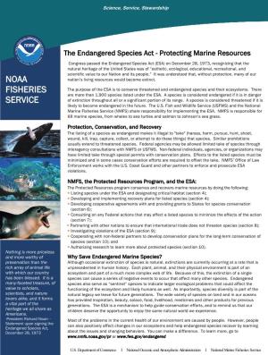 The Endangered Species Act - Protecting Marine Resources
