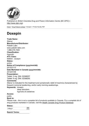 Doxepin > Printer-Friendly PDF