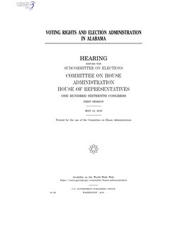 Voting Rights and Election Administration in Alabama