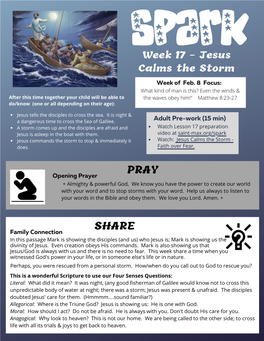 Spark Lesson 17- Jesus Calms the Storm