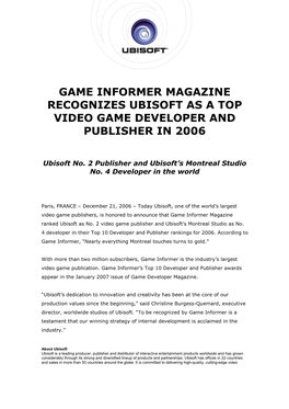 Ubisoft Game Informer Awards
