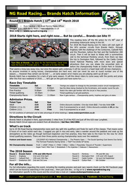 NG Road Racing… Brands Hatch Information