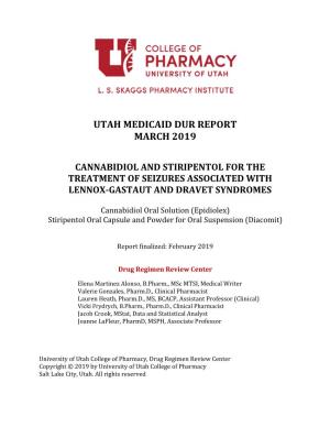 Utah Medicaid Dur Report March 2019