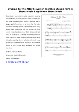 O Come to the Altar Elevation Worship Steven Furtick Sheet Music Easy Piano Sheet Music