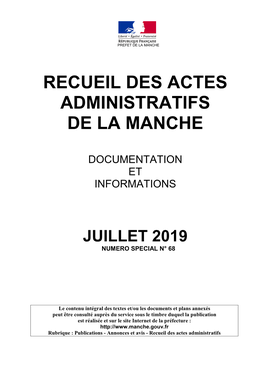 Recueil Des Actes Administratifs De La Manche