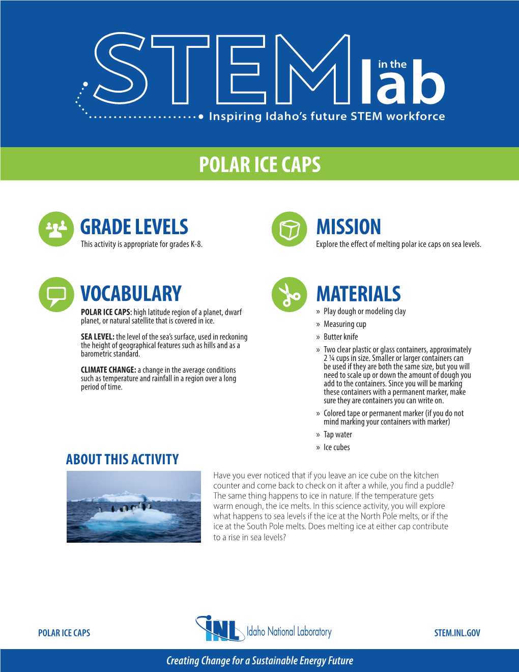 Polar Ice Caps Grade Levels Vocabulary Materials Mission