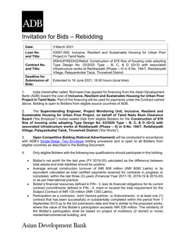 53067-IND: Inclusive, Resilient and Sustainable Housing for Urban Poor Project in Tamil Nadu