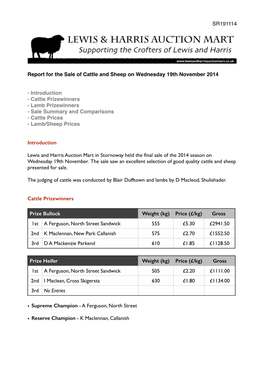 Sale Report 19Th Nov 14