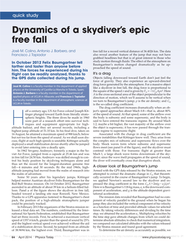 Dynamics of a Skydiver's Epic Free Fall