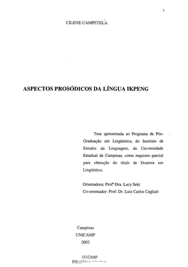 Aspectos Prosódicos Da Língua Ikpeng