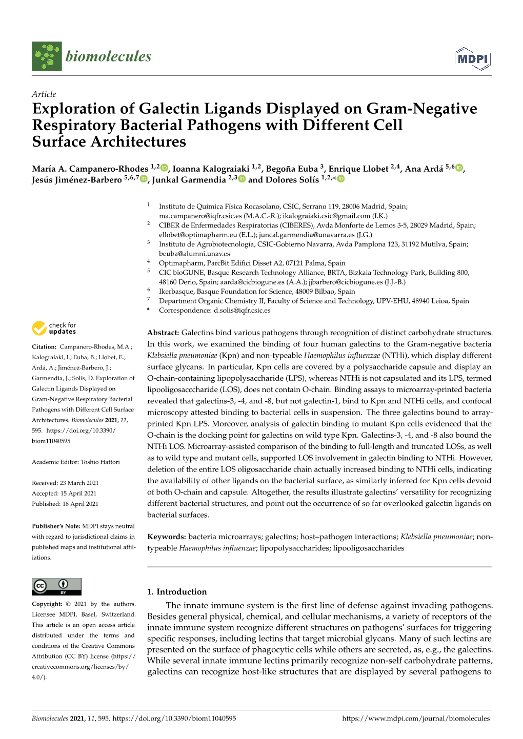 Exploration of Galectin Ligands Displayed on Gram-Negative Respiratory Bacterial Pathogens with Different Cell Surface Architectures