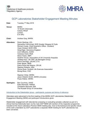 GCP Laboratories Stakeholder Engagement Meeting Minutes