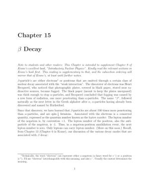 Chapter 15 Β Decay
