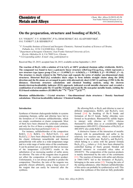 On the Preparation, Structure and Bonding of Rescl3