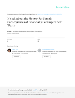 (For Some): Consequences of Financially Contingent Self- Worth