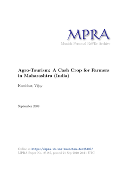 Agro-Tourism: a Cash Crop for Farmers in Maharashtra (India)