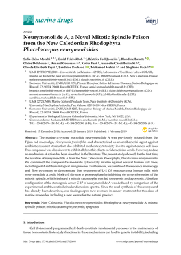 Neurymenolide A, a Novel Mitotic Spindle Poison from the New Caledonian Rhodophyta Phacelocarpus Neurymenioides