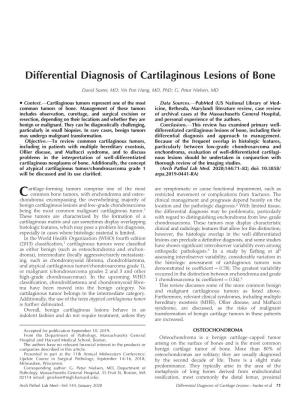 Differential Diagnosis of Cartilaginous Lesions of Bone