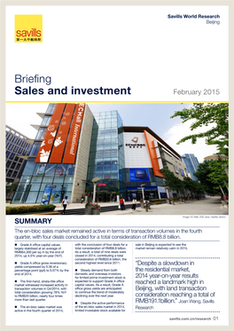 Briefing Sales and Investment February 2015