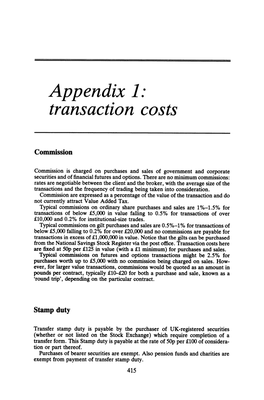 Appendix 1: Transaction Costs