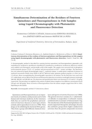 Simultaneous Determination of the Residues of Fourteen Quinolones