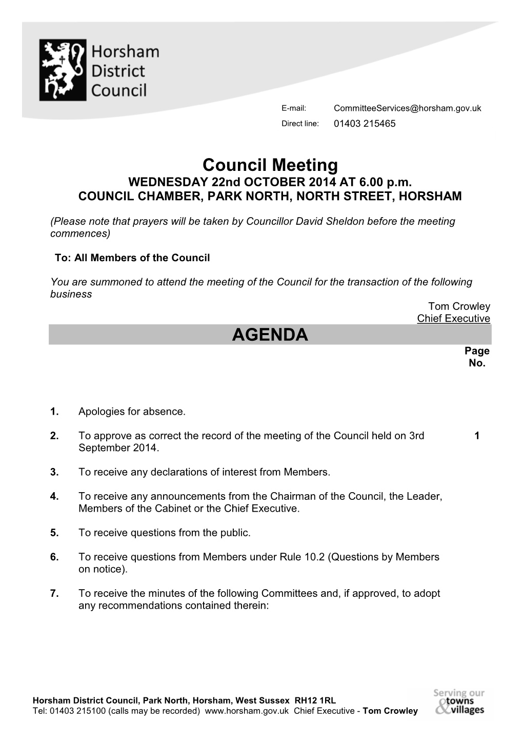 Council Meeting AGENDA