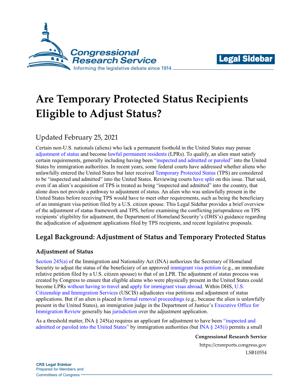 Are Temporary Protected Status Recipients Eligible to Adjust Status?