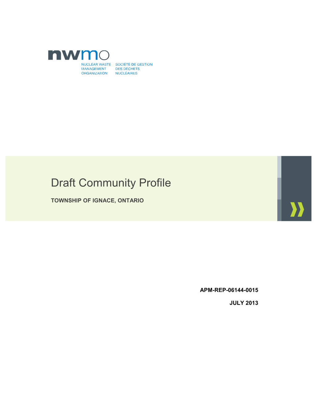 Draft Community Profile Township of Ignace, Ontario