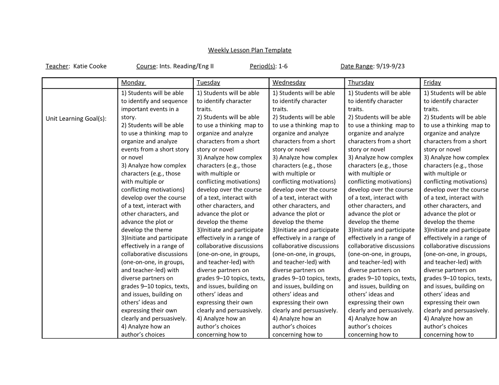 Weekly Lesson Plan Template s1
