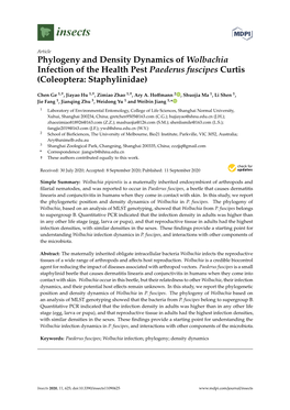 Phylogeny and Density Dynamics of Wolbachia Infection of the Health Pest Paederus Fuscipes Curtis (Coleoptera: Staphylinidae)